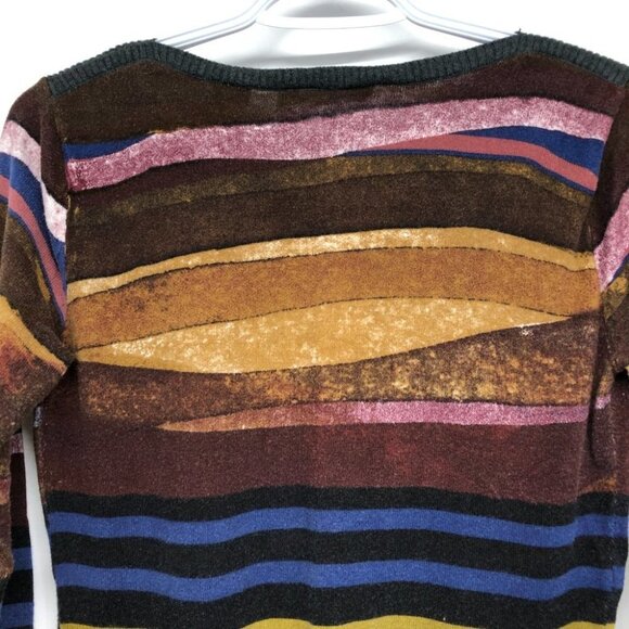 Desigual Multicolor Abstract Striped Rhinestone Tiger Lightweight Sweater size M - Picture 12 of 15
